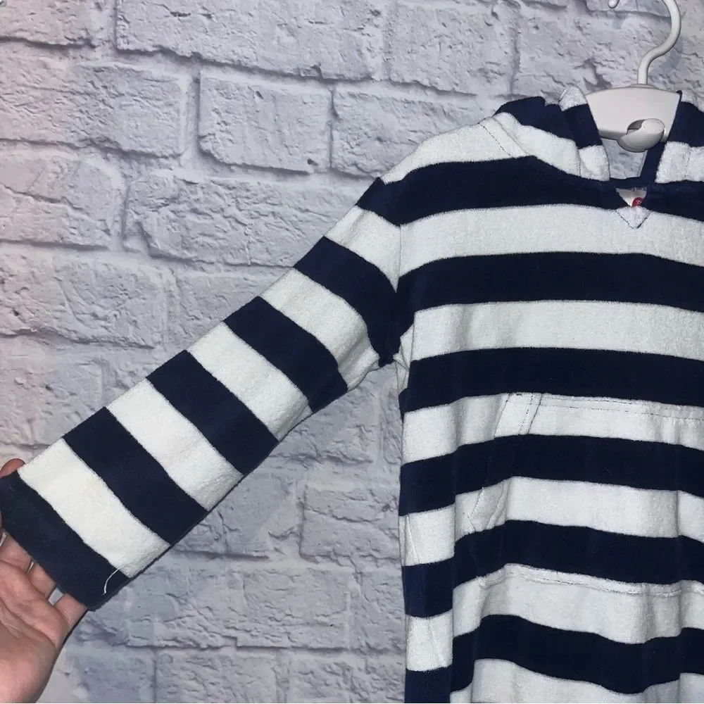 Lily and Dan kids swim hooded  cover up  blue white striped Boys or Girls XS 4-5